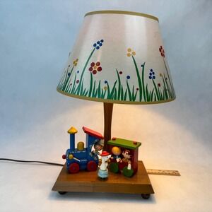 Vintage 1970s Nursery Originals Wooden Train Lamp dog music box